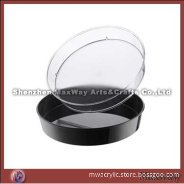 Black High Grade Round Acrylic Tray